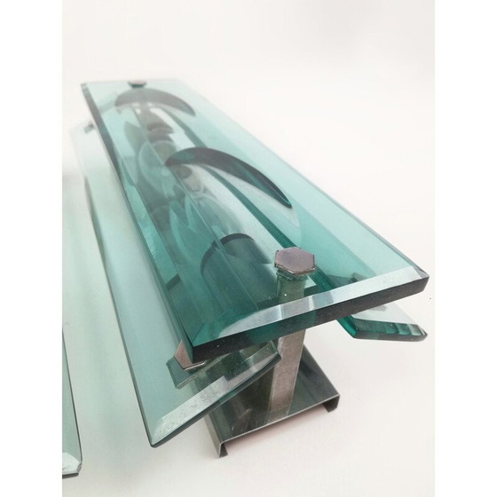 Image 1 of Paar Wandlampen aus Glas aus der Mitte des Jahrhunderts, Italien 1960-1970er Jahre