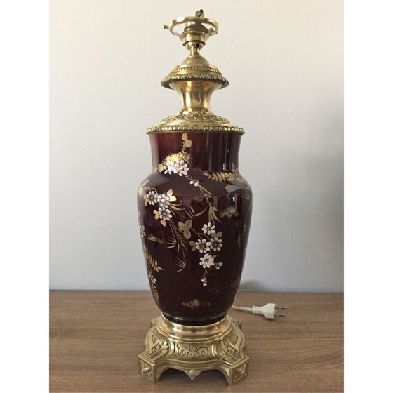 Image 1 of Paar alte Lampen "Napoleon III" aus Bronze und Steingut, 1800