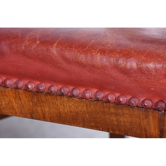 Image 1 of 6 Stühle aus Nussbaumholz und rotem Leder im Art-Déco-Stil, Frankreich 1920