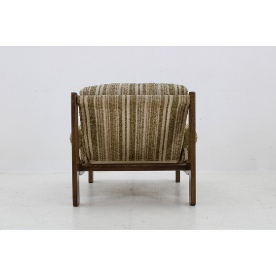 Image 1 of Vintage-Sessel mit Eichenhocker, Tschechoslowakei 1970