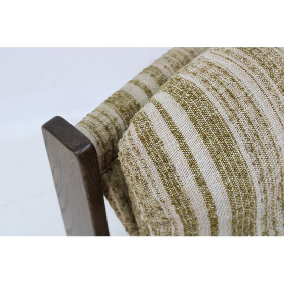 Image 1 of Vintage-Sessel mit Eichenhocker, Tschechoslowakei 1970