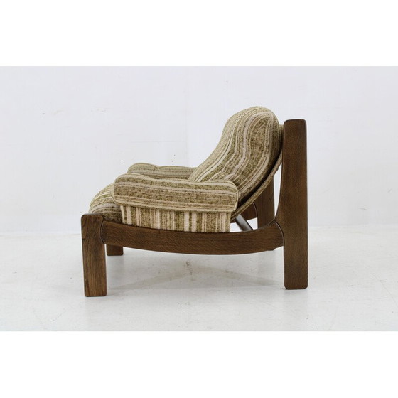 Image 1 of Vintage-Sessel mit Eichenhocker, Tschechoslowakei 1970
