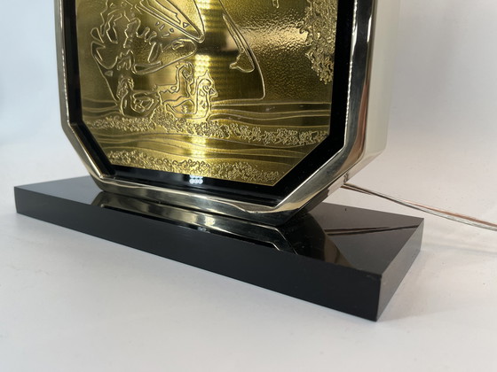 Image 1 of Georges Mathias Tischlampe aus geätztem Messing, 1970er Jahre