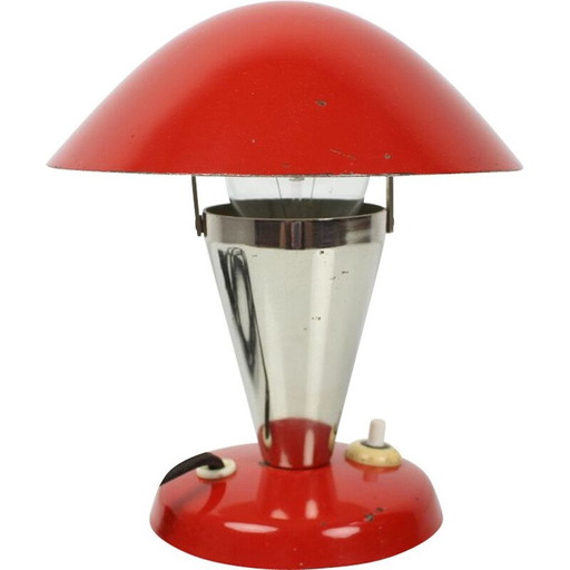 Vintage bauhaus Tischlampe aus lackiertem Metall, Tschechoslowakei 1930