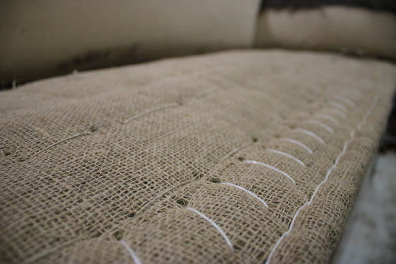 Image 1 of Biedermeier Couch Dreisitzer Nussbaum Streifenstoff Sofa Neubezug