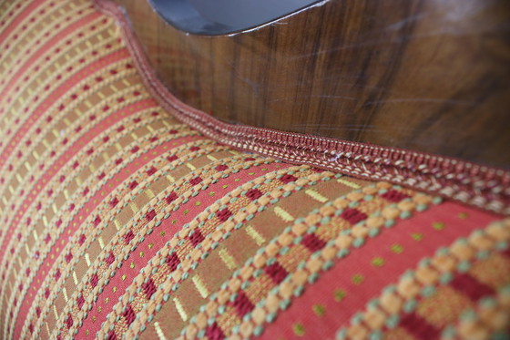 Image 1 of Biedermeier Couch Dreisitzer Nussbaum Streifenstoff Sofa Neubezug