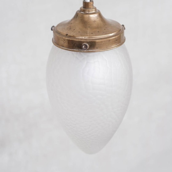 Image 1 of Paar schwedische Pendelleuchten aus Glas und Messing, 1930er Jahre