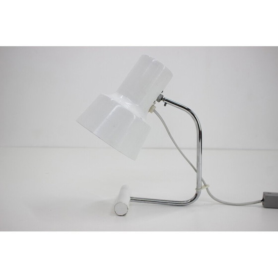 Image 1 of Weiße Vintage-Lampe aus lackiertem Metall und Chrom von Josef Hurka, Tschechoslowakei 1960