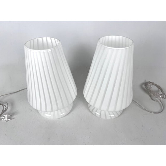 Image 1 of Ein Paar postmoderne Tischlampen aus Muranoglas, 1970er Jahre