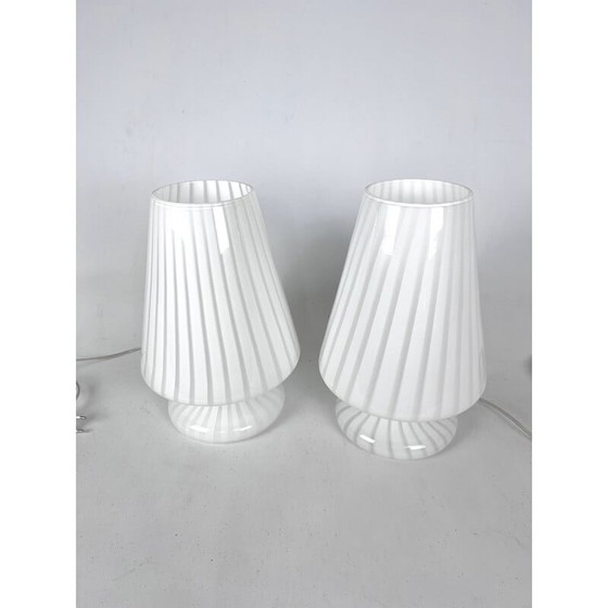 Image 1 of Ein Paar postmoderne Tischlampen aus Muranoglas, 1970er Jahre