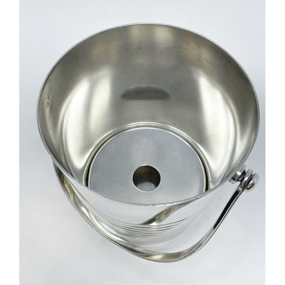 Image 1 of Mid-Century Christofle Art Deco Champagner und Eiskübel "Ondulations" von Luc Lanel, Frankreich 1930er Jahre