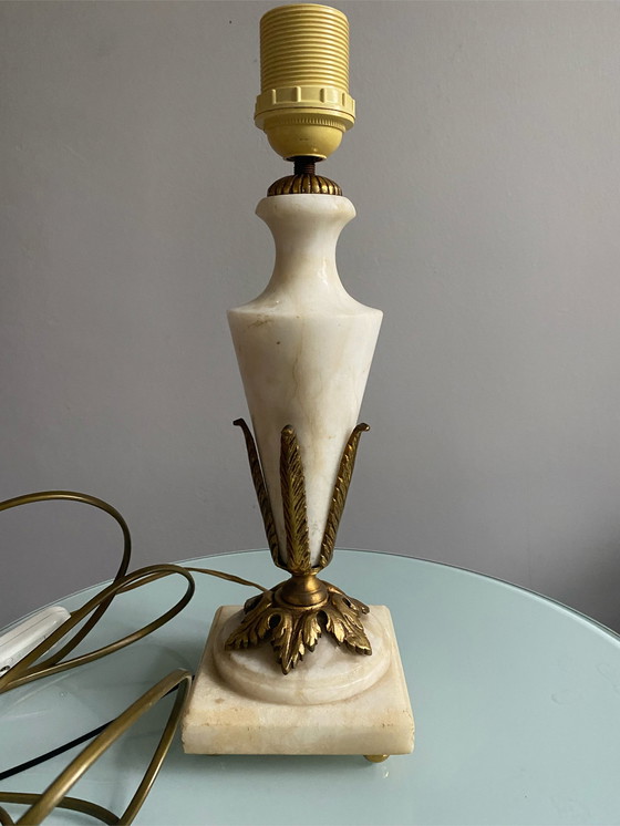 Image 1 of Art-Deco-Marmor-Messing-Tischlampe