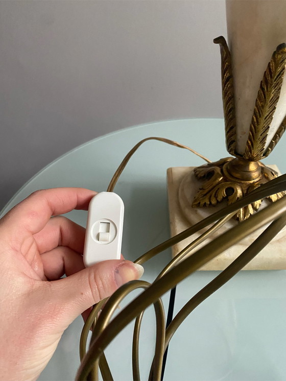 Image 1 of Art-Deco-Marmor-Messing-Tischlampe