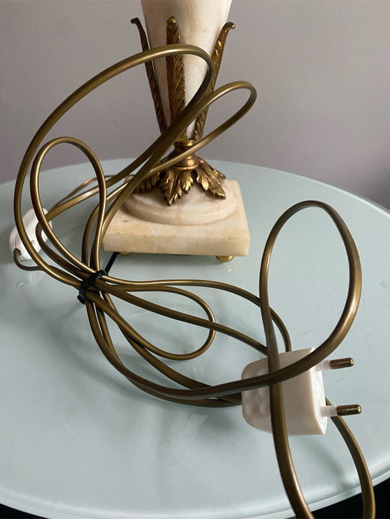 Image 1 of Art-Deco-Marmor-Messing-Tischlampe