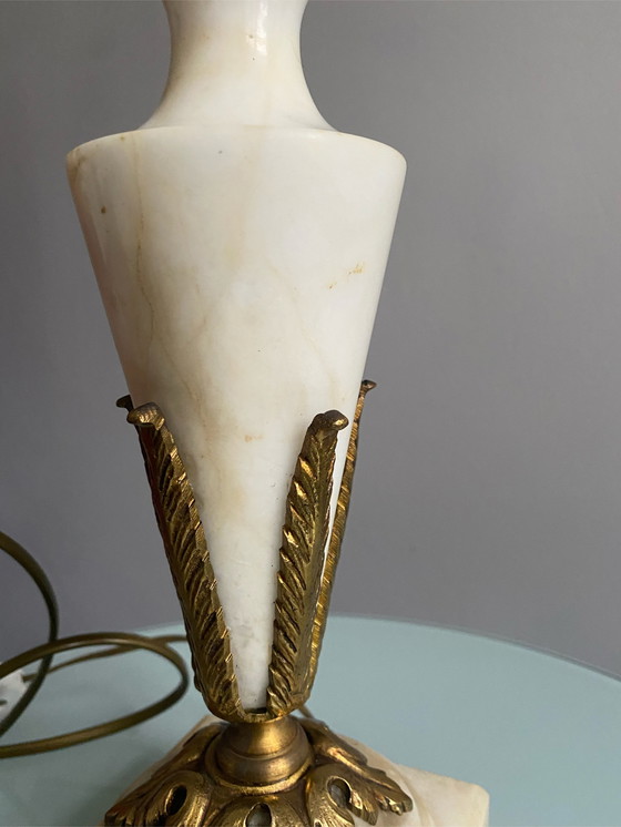 Image 1 of Art-Deco-Marmor-Messing-Tischlampe