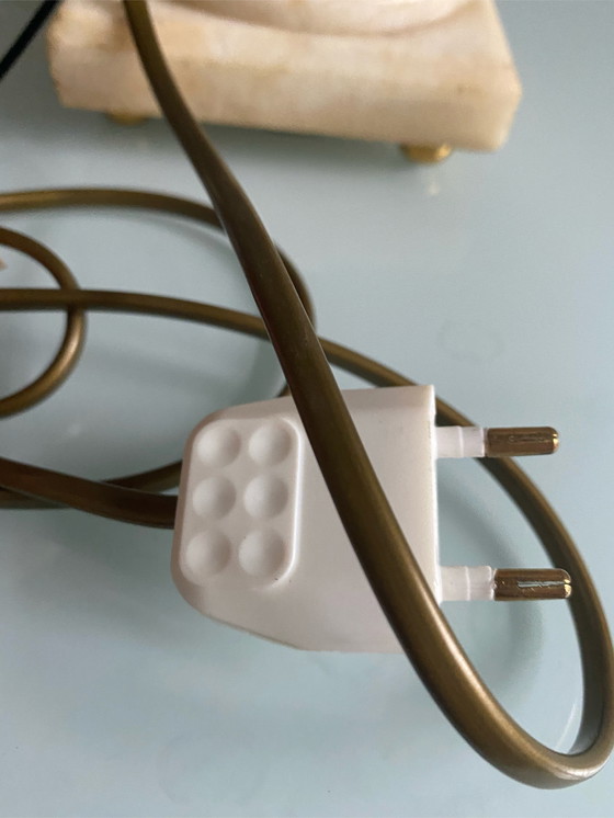 Image 1 of Art-Deco-Marmor-Messing-Tischlampe