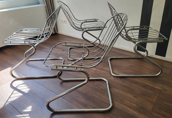 Image 1 of 4x Mid Century Italienischer Esszimmerstuhl