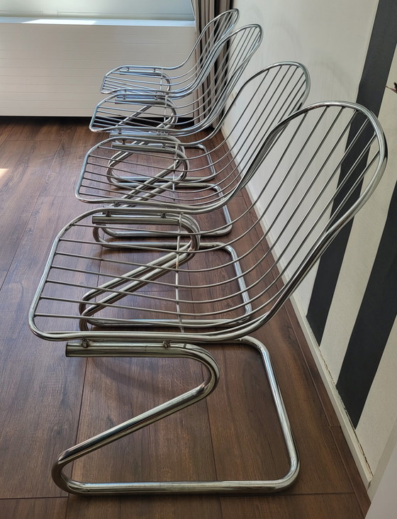 Image 1 of 4x Mid Century Italienischer Esszimmerstuhl