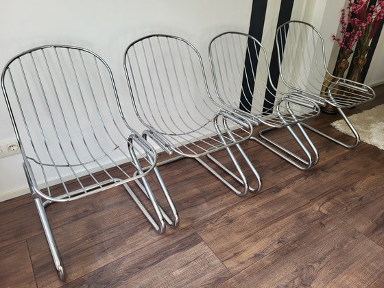 Image 1 of 4x Mid Century Italienischer Esszimmerstuhl