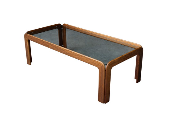 Image 1 of Skandinavischer Couchtisch aus Holz und Rauchglas