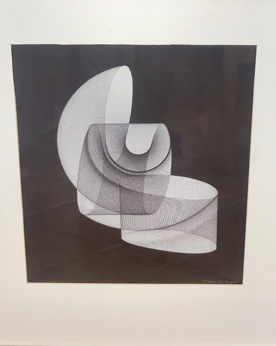 Image 1 of Frank De Cuzey, Grafische Melodie, 1980er Jahre, Digitales Kunstwerk, gerahmt