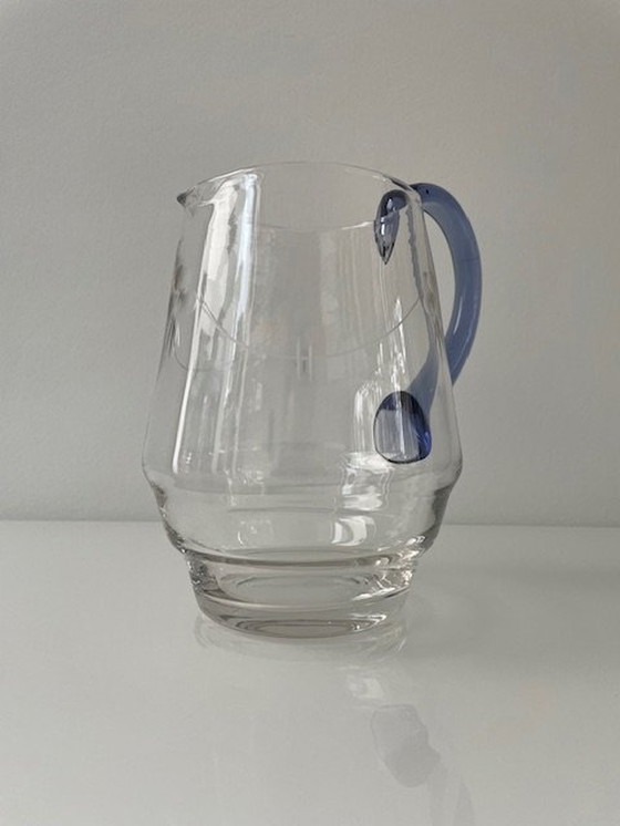 Image 1 of Vintage Böhmischer mundgeblasener Krug mit Glasmotiven