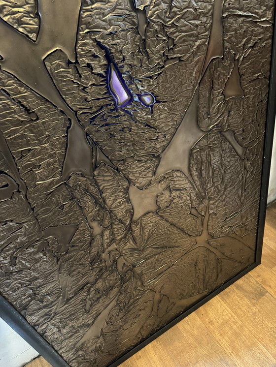 Image 1 of Brutalistisches Wandpaneel aus Kupfer und Glas
