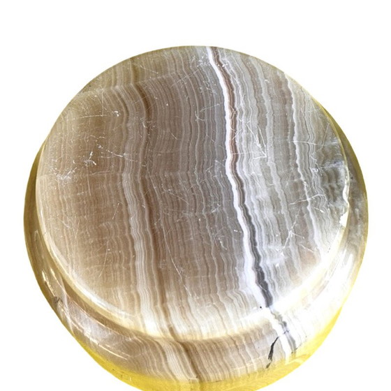 Image 1 of Alabaster-Kerzenleuchter mit Metallbeschlägen, Italien 1970