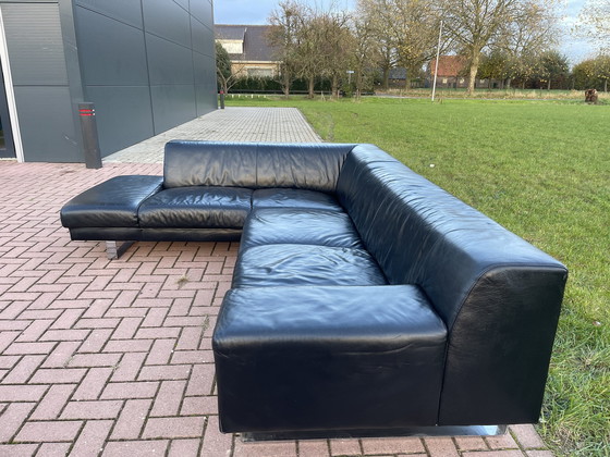 Image 1 of Schönes Montel Schwarzes Echtleder Ecksofa