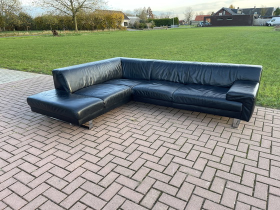 Image 1 of Schönes Montel Schwarzes Echtleder Ecksofa