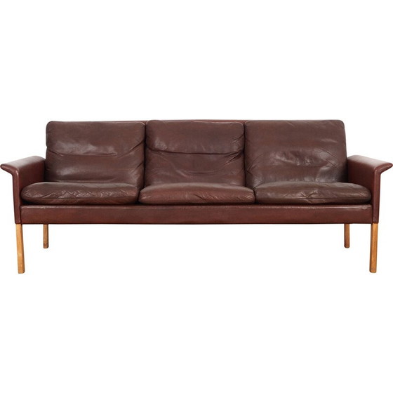 Image 1 of Braunes Ledersofa von Hans Olsen für CS Møbler, 1960er Jahre