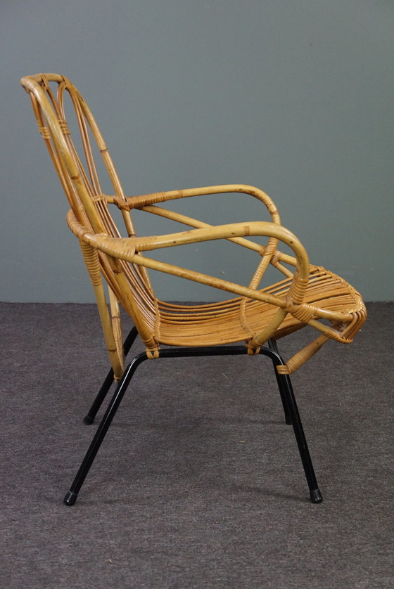 Image 1 of Sehr seltener Rattansessel von Dutch Design , 1960