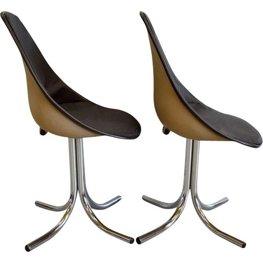 Ein Paar verchromte Metallstühle von Charles und Ray Eames, 1960