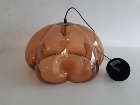 Image 1 of Vintage Braun/Kupfer Transluzentes Plexiglas Pendelleuchte