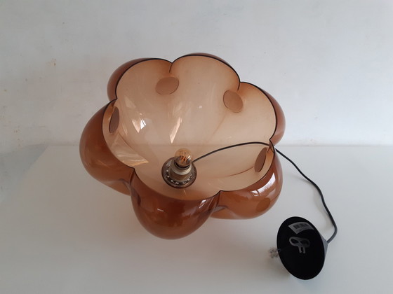 Image 1 of Vintage Braun/Kupfer Transluzentes Plexiglas Pendelleuchte