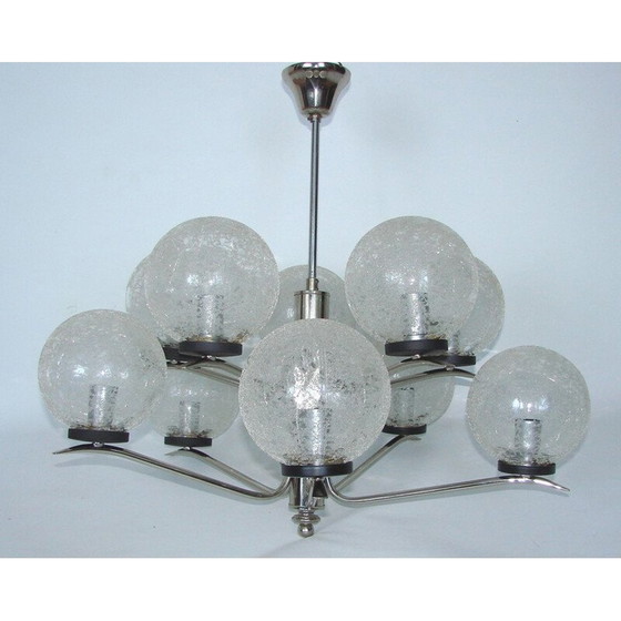 Image 1 of Vintage-Kronleuchter aus Stahl und Glas, 1970