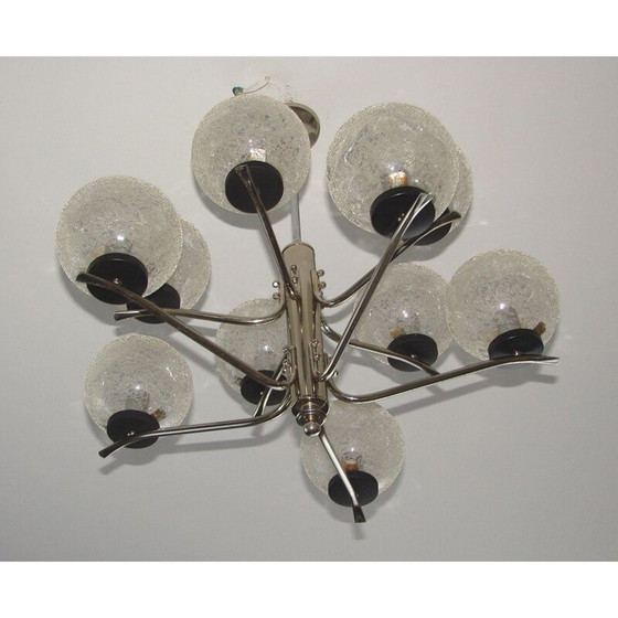 Image 1 of Vintage-Kronleuchter aus Stahl und Glas, 1970