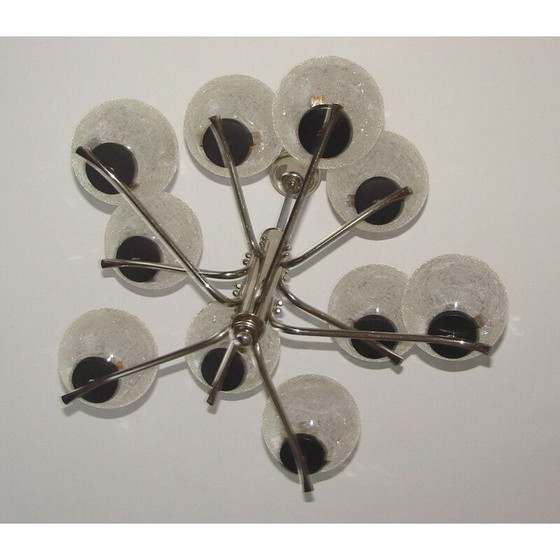 Image 1 of Vintage-Kronleuchter aus Stahl und Glas, 1970