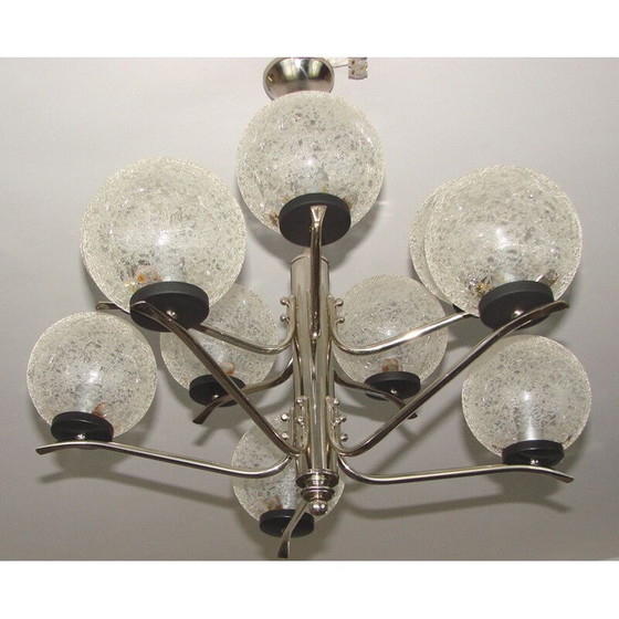 Image 1 of Vintage-Kronleuchter aus Stahl und Glas, 1970