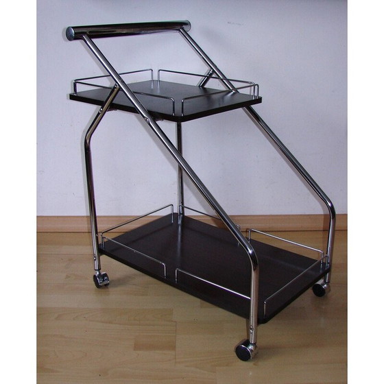 Image 1 of Mobile Bar im Vintage-Stil aus laminiertem Paneel und Chromstahl, 1990