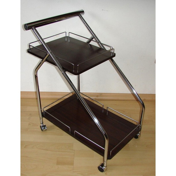 Image 1 of Mobile Bar im Vintage-Stil aus laminiertem Paneel und Chromstahl, 1990