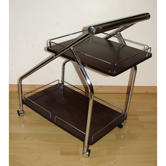 Image 1 of Mobile Bar im Vintage-Stil aus laminiertem Paneel und Chromstahl, 1990
