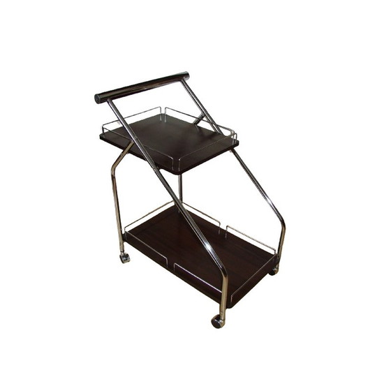 Image 1 of Mobile Bar im Vintage-Stil aus laminiertem Paneel und Chromstahl, 1990