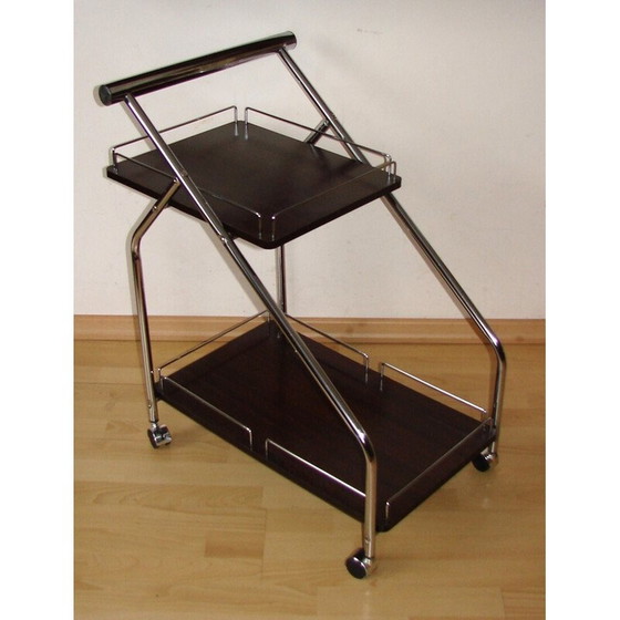 Image 1 of Mobile Bar im Vintage-Stil aus laminiertem Paneel und Chromstahl, 1990