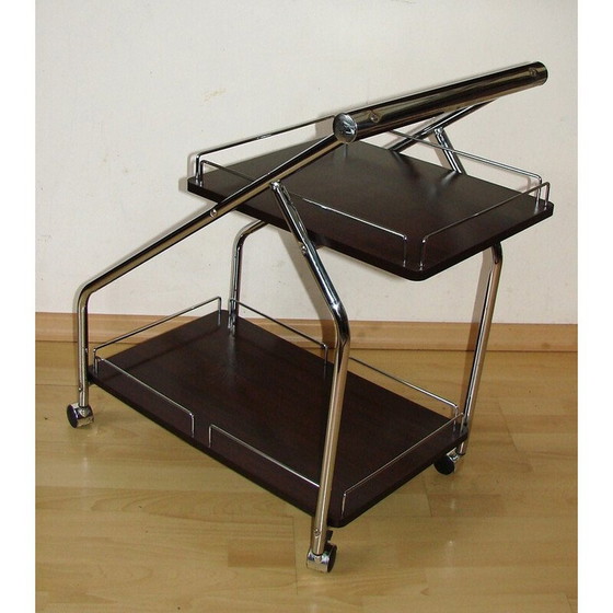 Image 1 of Mobile Bar im Vintage-Stil aus laminiertem Paneel und Chromstahl, 1990