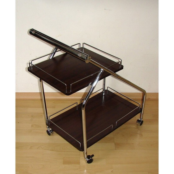 Image 1 of Mobile Bar im Vintage-Stil aus laminiertem Paneel und Chromstahl, 1990