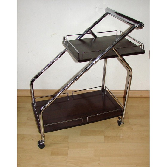 Image 1 of Mobile Bar im Vintage-Stil aus laminiertem Paneel und Chromstahl, 1990