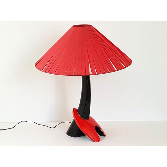 Image 1 of Vintage-Lampe aus roter und schwarzer Keramik