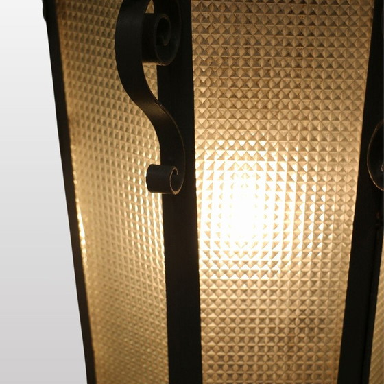 Image 1 of Vintage-Laterne aus Schmiedeeisen und Granitglas, Frankreich 1940