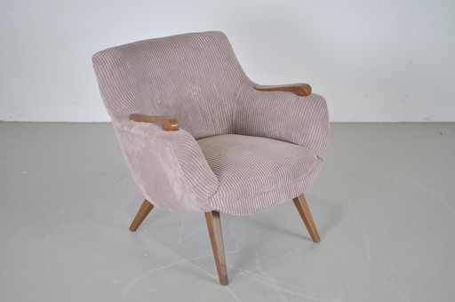 Vintage Zegge Sessel Cocktail Rippensessel rosa